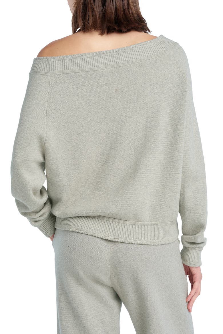 The Staying In One-Shoulder Cotton & Cashmere Pullover, Alternate, color, HEATHER GREY