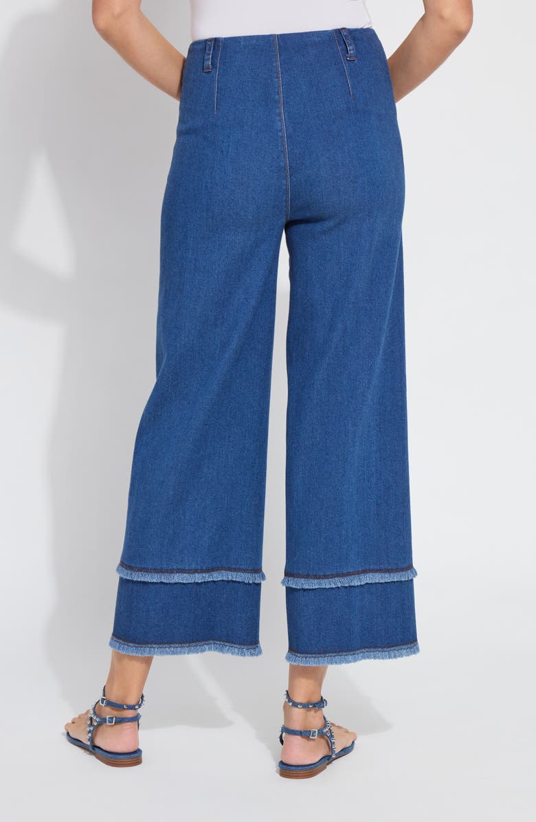 Lysse Pull-On Fringe Crop Wide Leg Jeans, Alternate, color, Mid Wash