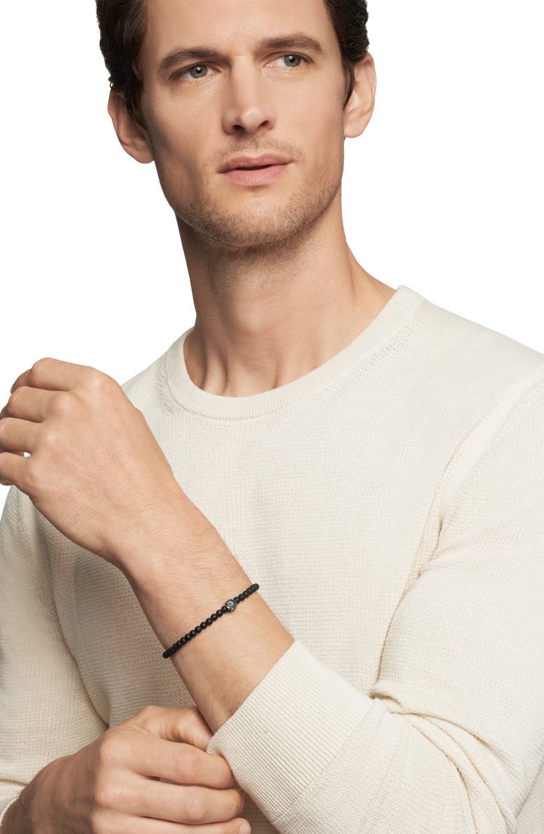 David Yurman Memento Mori Skull Bracelet in Sterling Silver with Black Onyx and Pavé Black Diamonds, Alternate, color, Sterling Silver