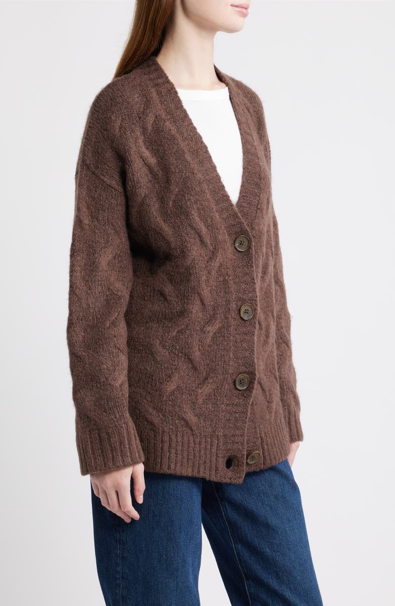 Treasure & Bond Oversize Cable Stitch Cardigan, Alternate, color, Brown Fawn