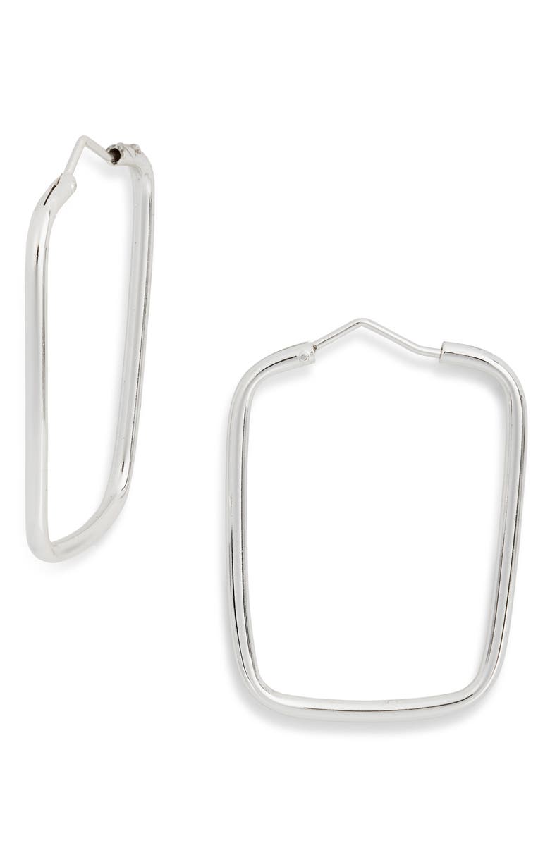 ARGENTO VIVO Thin Rectangle Hoop Earrings, Main, color, Silver