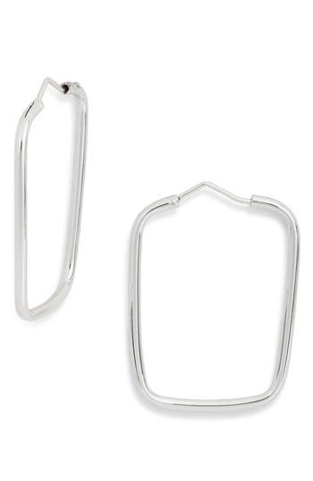 Argento Vivo Thin Rectangle Hoop Earrings In Silver