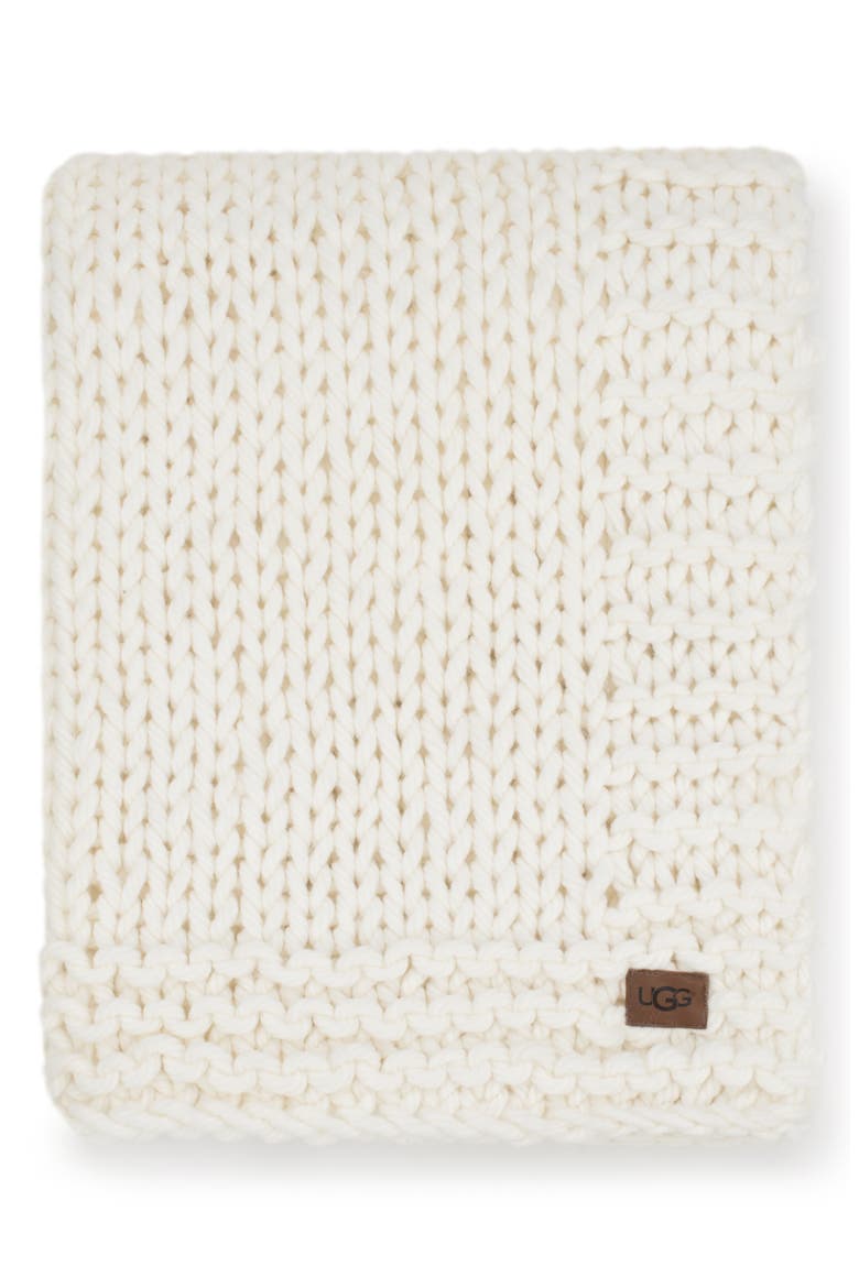 Wharf Knit Throw Blanket, Main, color, SNOW