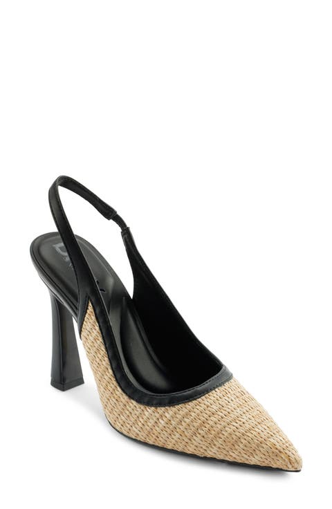 GG HIGH HEEL SLINGBACK BEIGE CREAM CALFSKIN WITH CHAIN