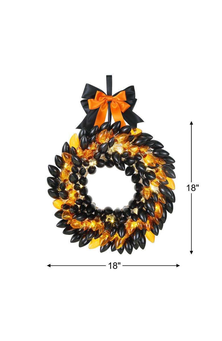 Mr. Halloween 17 in. Retro C9 Bulb Wreath - Black and Orange, Alternate, color, Multicolor