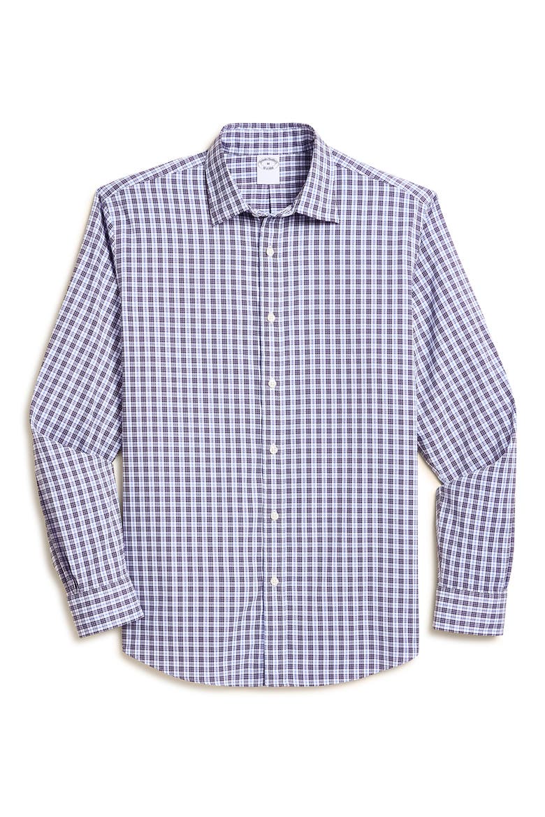 Plaid Performance Oxford Dress Shirt, Alternate, color, WHITE NAVY CHECKERED