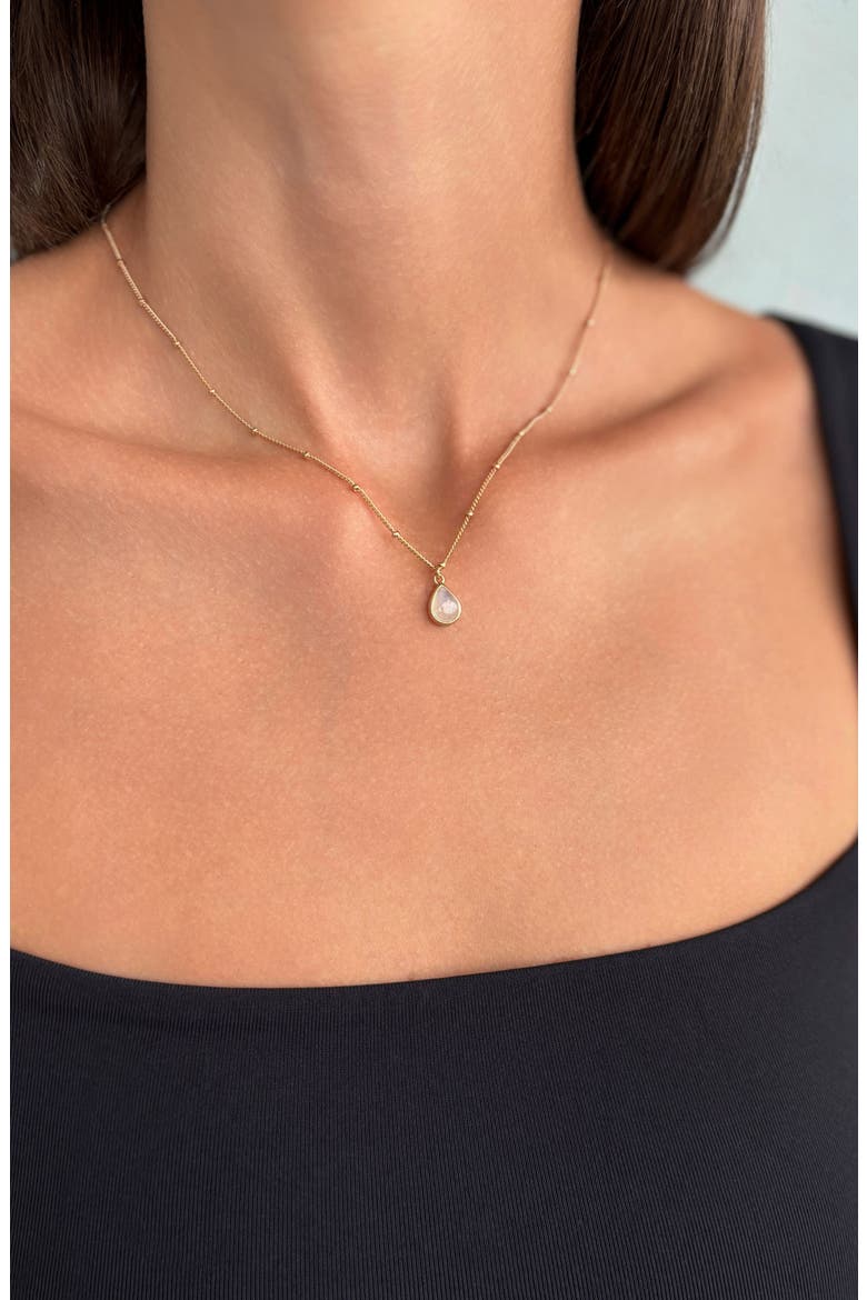 14k Gold Plated Pear Moonstone Pendant Necklace, Alternate, color, GOLD/ WHITE