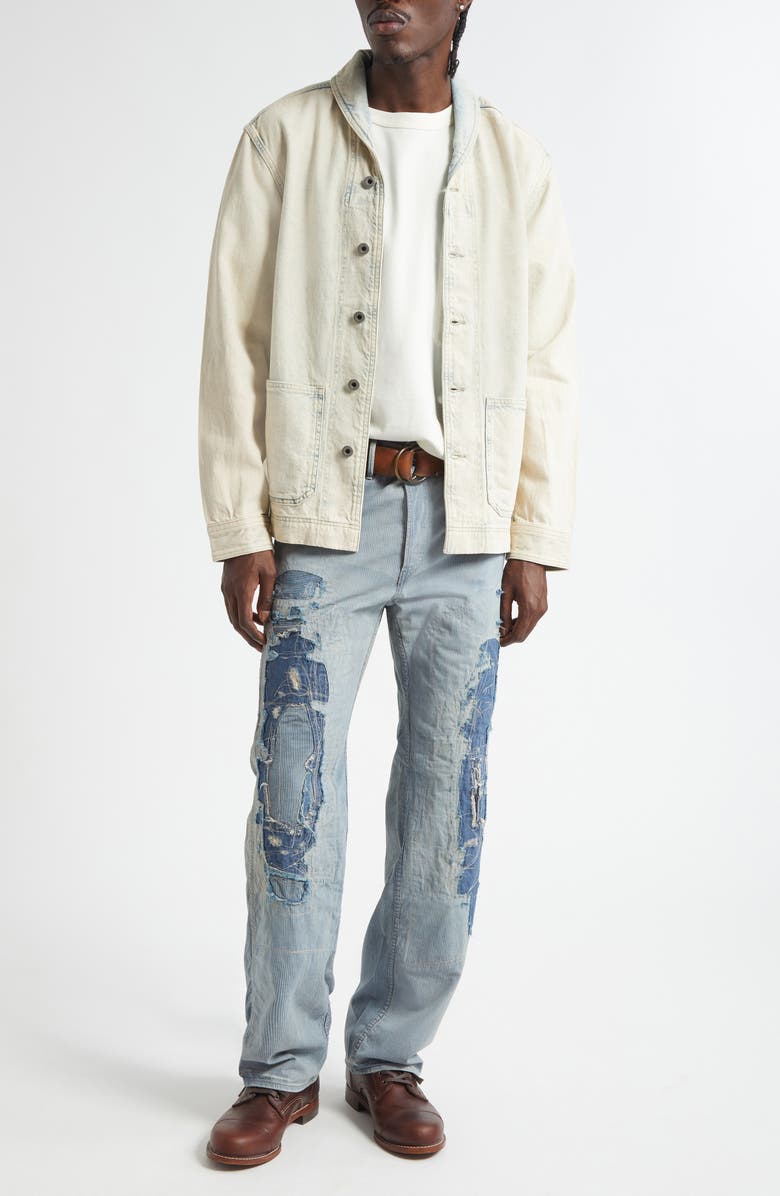 Double RL Washed Indigo Selvedge Denim Overshirt, Alternate, color, 