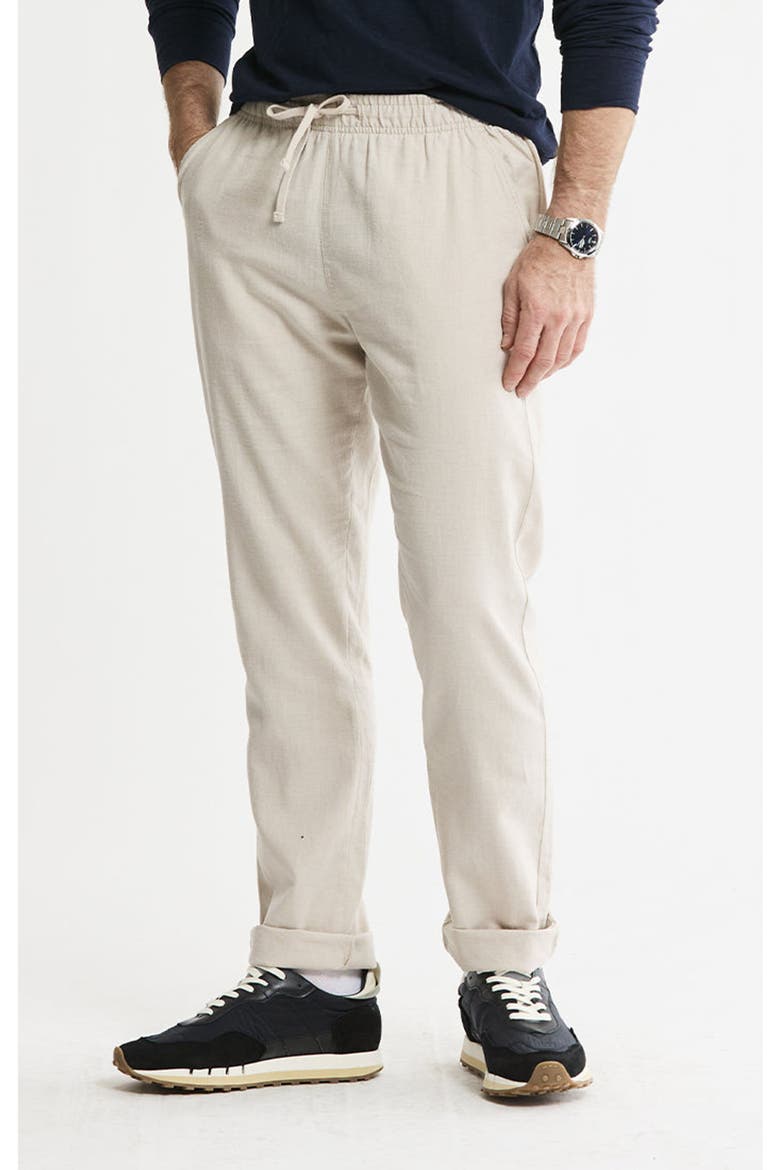 Linen Blend Drawstring Pants, Alternate, color, Stone