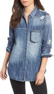 True Religion Brand Jeans Georgia Distressed Denim Shirt