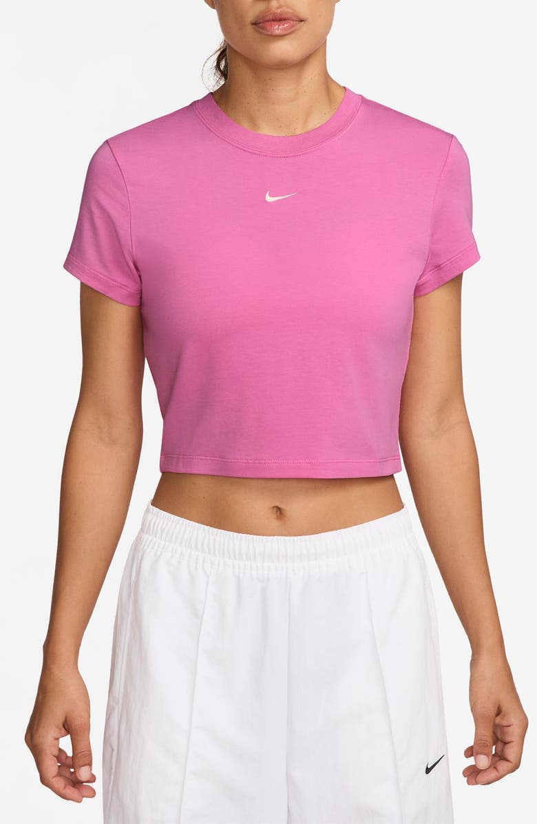 Nike Sportswear Crop T-Shirt, Main, color, Playful Pink/ Sail