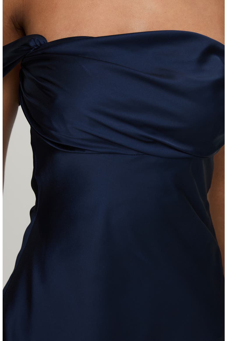 Zabbarra Off the Shoulder Satin Minidress, Alternate, color, NAVY