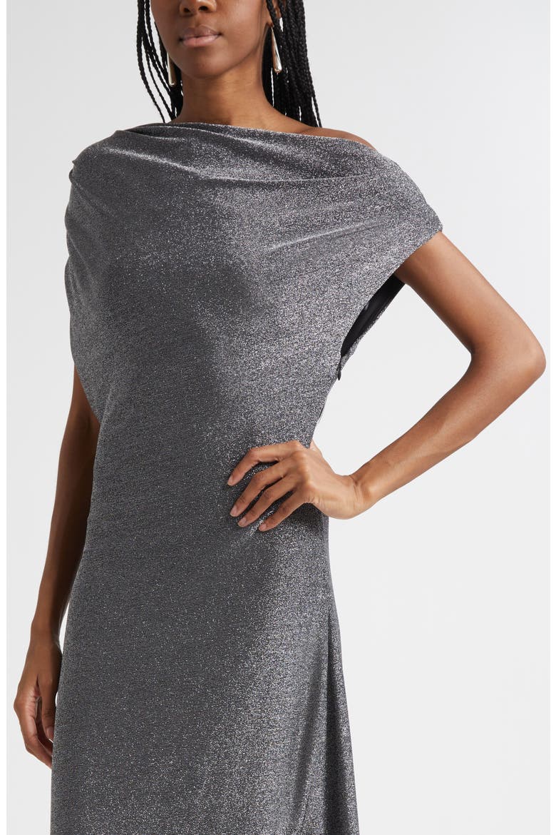 Chet Rocker Metallic One-Shoulder Maxi Dress, Alternate, color, SILVER KNIT