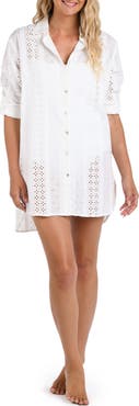 La Blanca Eyelet Cotton Cover-Up Tunic
