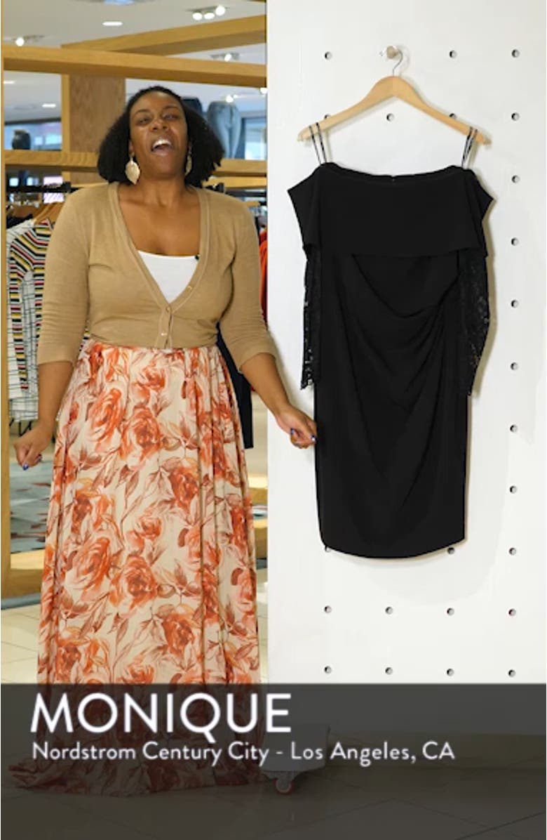 Lace Sleeve Off the Shoulder Sheath Dress, sales video thumbnail