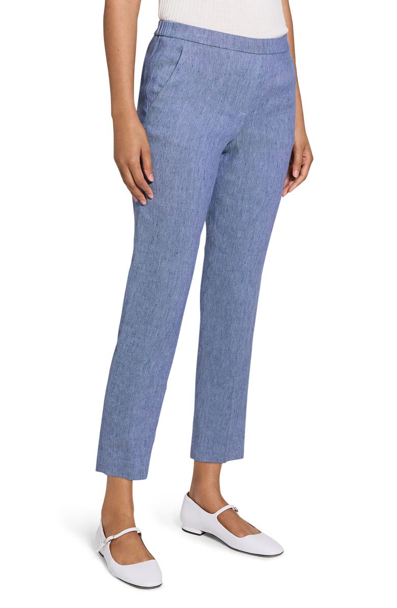Theory Treeca Linen Blend Pull-On Crop Pants, Alternate, color, Light Denim