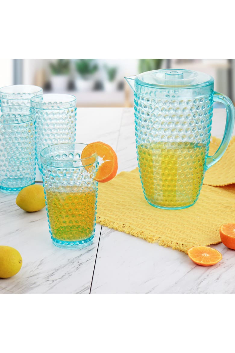 Malone 5 Piece Plastic Pitcher and Tumbler Set, Alternate, color, Clear