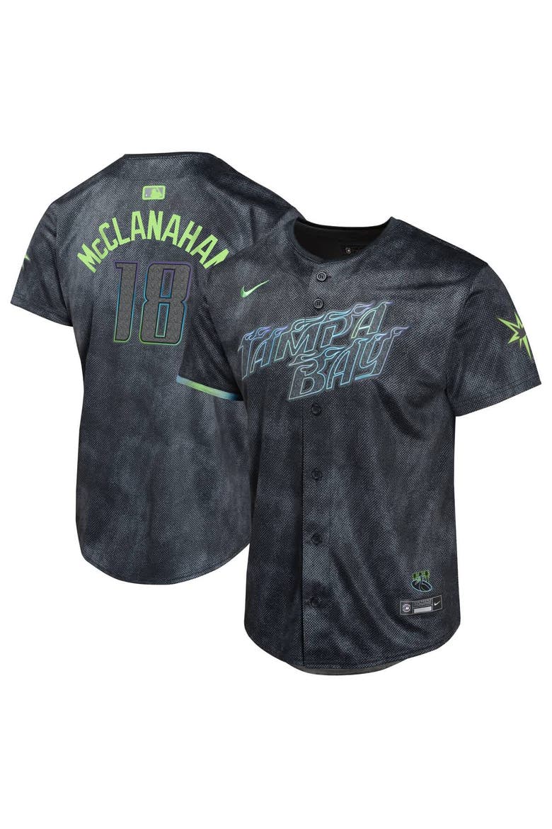 Youth Nike Shane McClanahan Charcoal Tampa Bay Rays 2024 City Connect Limited Player Jersey, Alternate, color, Charcoal
