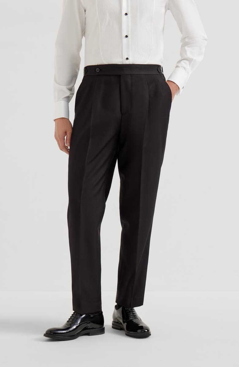 Brunello Cucinelli Tuxedo trousers, Alternate, color, Black
