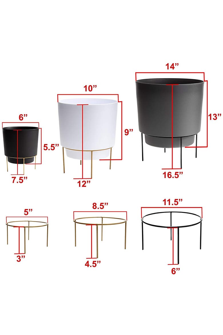 Hopson 14" Casper White Planter w/ Metal Gold Stand Made of Durable Resin, Alternate, color, White