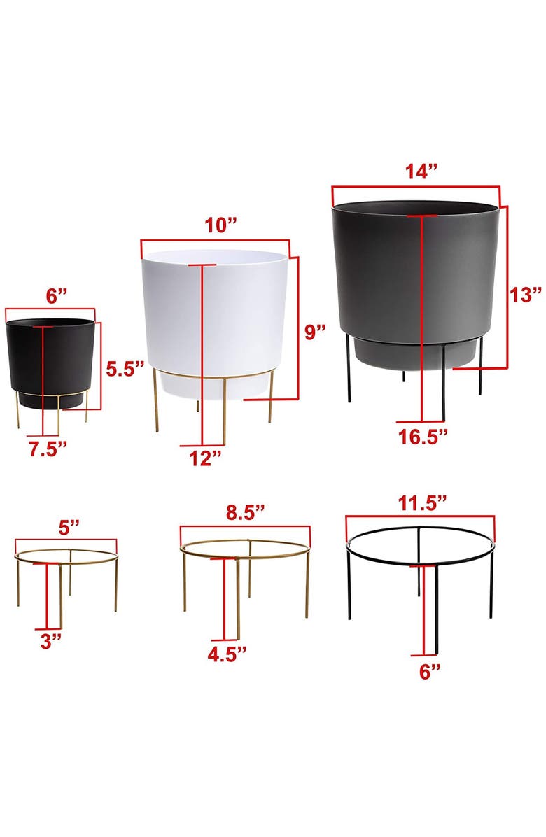 Bloem Hopson 14" Casper White Planter w/ Metal Gold Stand Made of Durable Resin, Alternate, color, White