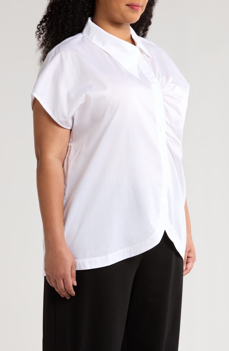 HARSHMAN Lily Asymmetric Ruched Button-Up Shirt, Alternate, color,