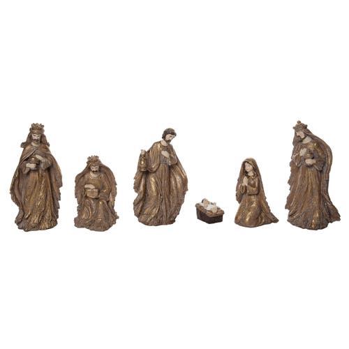 Transpac Brown Elegant Gilded Nativity Set Of 6 Decorative Figurines In Brown