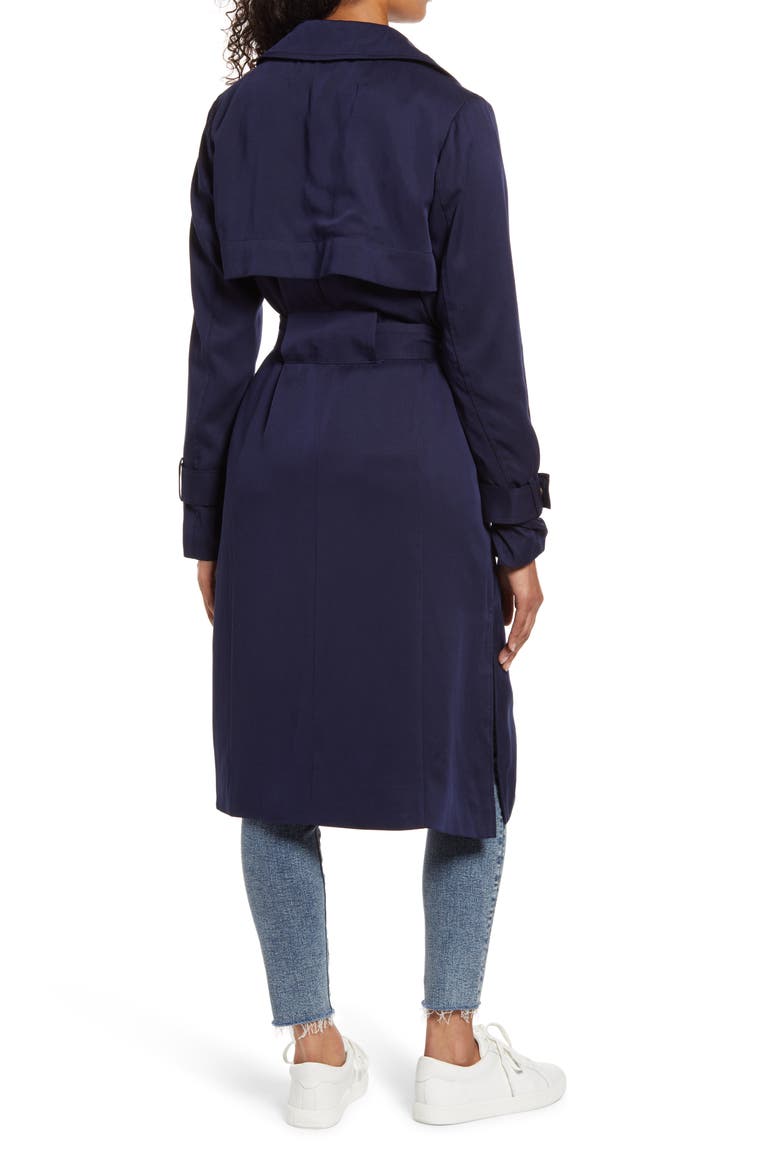 Belted Trench Coat, Alternate, color, NAVY