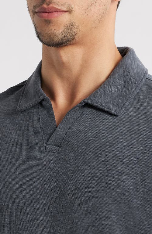 Johnston & Murphy Vintage Slub Modal Blend Johnny Collar Polo In Charcoal