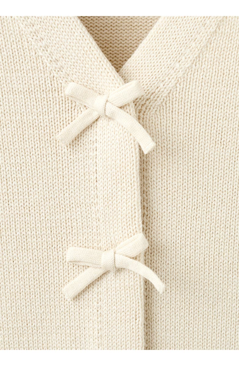 MANGO Bow Embellished Cardigan, Alternate, color, Ecru