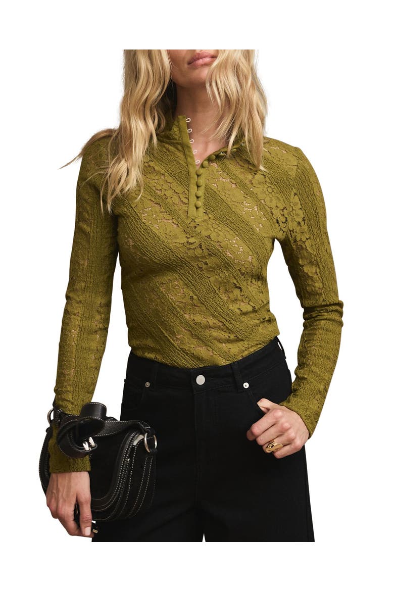 Lace Detail Top, Main, color, Green