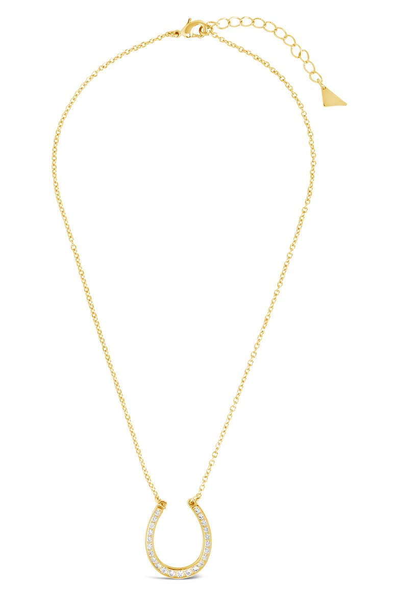 CZ Horseshoe Pendant Necklace, Main, color, GOLD