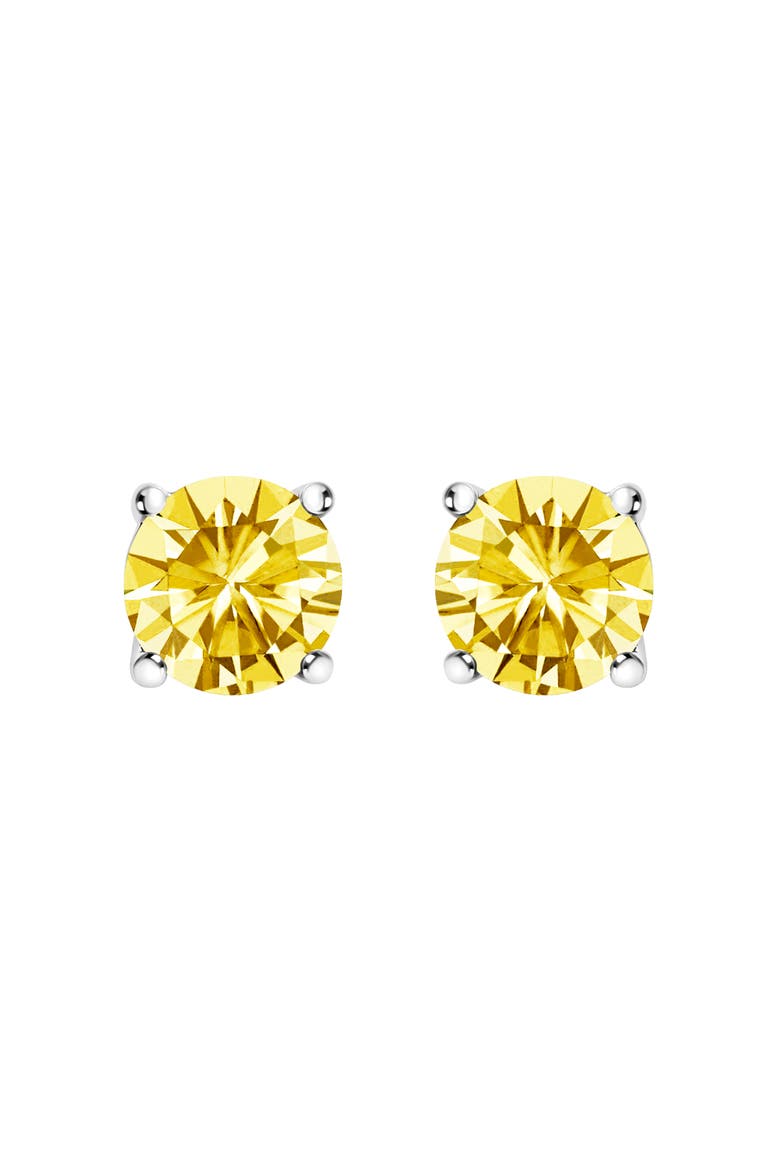14K Gold 2.0 Cttw Lab Grown Yellow Diamond Solitaire Stud Earrings, Main, color, White