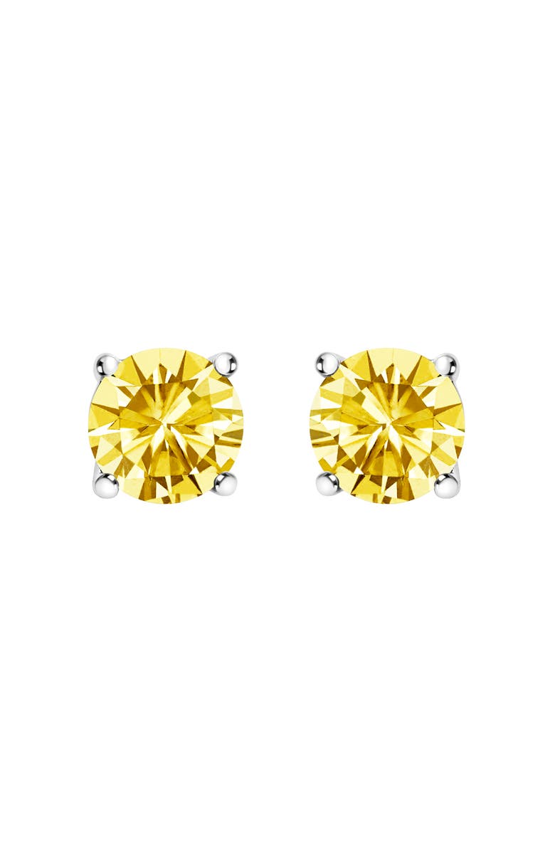 Haus of Brilliance 14K Gold 1 1/2 Cttw Lab Grown Yellow Diamond Solitaire Stud Earrings, Main, color, White