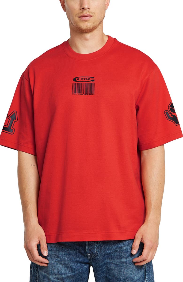 G-STAR Barcode Boxy Organic Cotton Graphic T-Shirt, Main, color, 