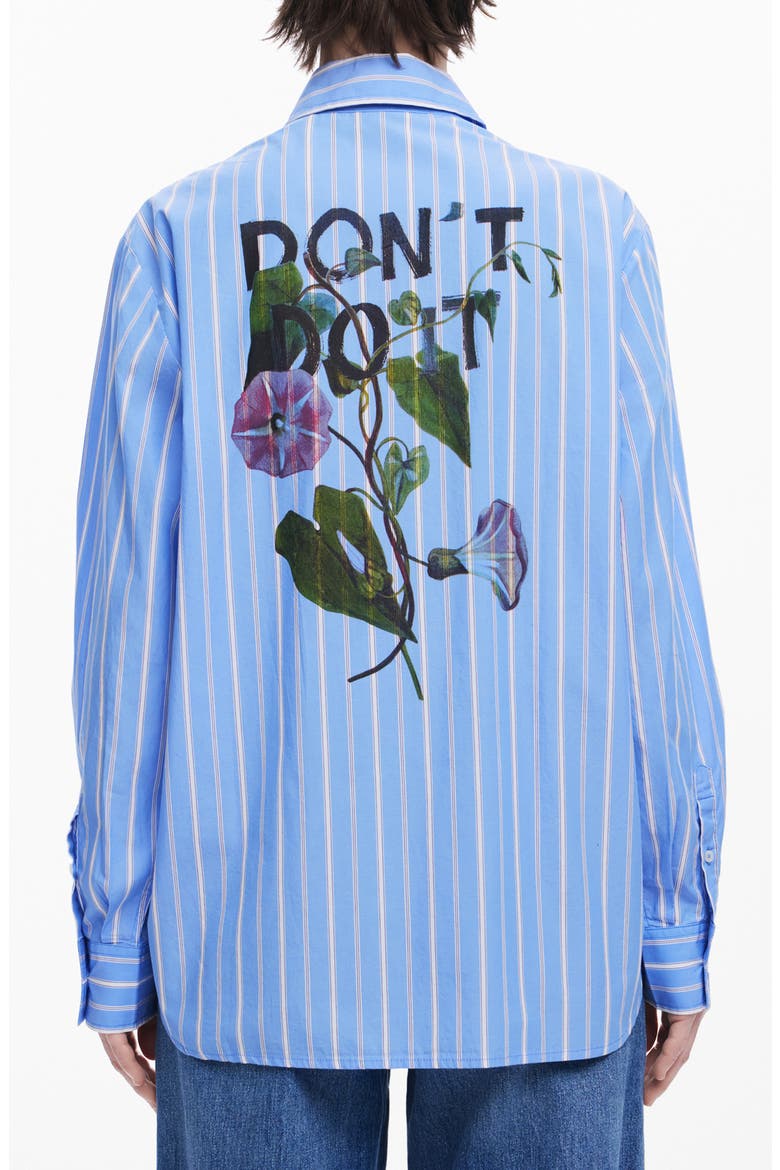 Stripe Cotton Graphic Button-Up Shirt, Alternate, color, LIGHT BLUE
