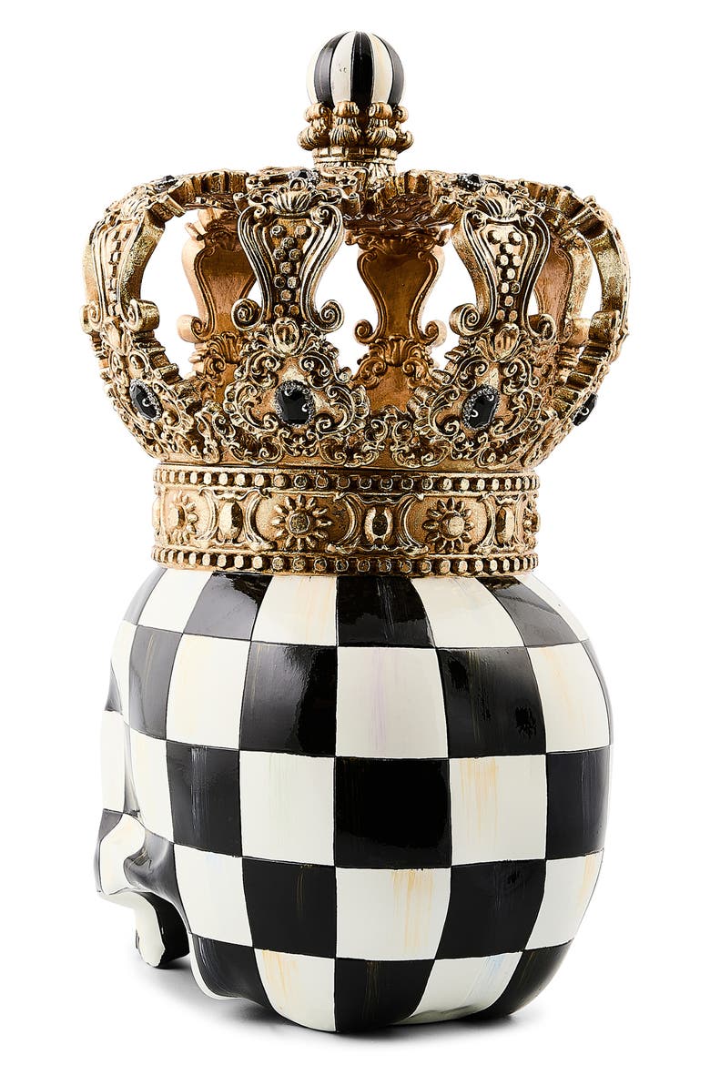 Courtly Check Crowned Skull, Alternate, color, BLACK