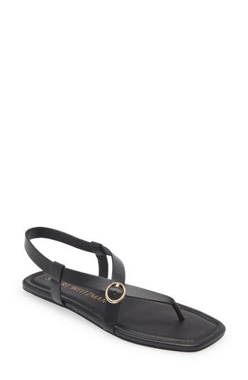 Stuart Weitzman Benni Slingback Flat Sandal In Black