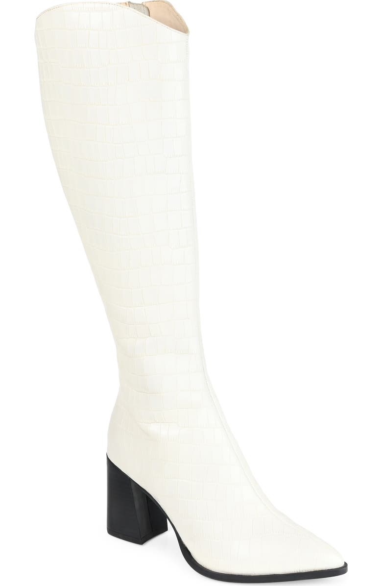 Journee Signature Laila Leather Boot, Main, color, Off White