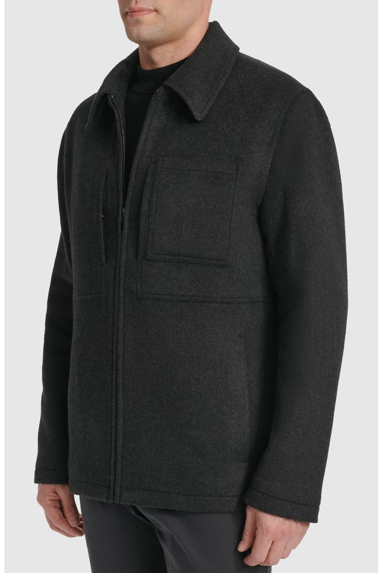 Felt Zip Front Shirt Jacket, Alternate, color, CHARCOAL