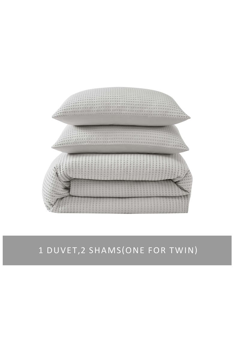 Solid Waffle Duvet Cover Set, Main, color, GREY