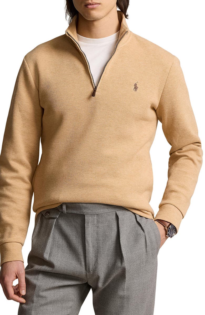 Polo Ralph Lauren Double Knit Jacquard Quarter Zip Top, Main, color, 