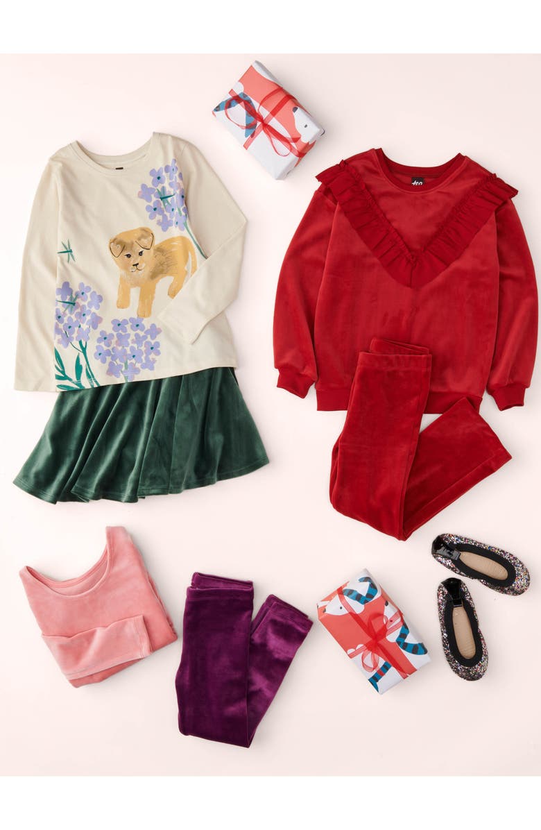 Tea Collection Velour Twirl Skirt, Alternate, color, Pineneedle