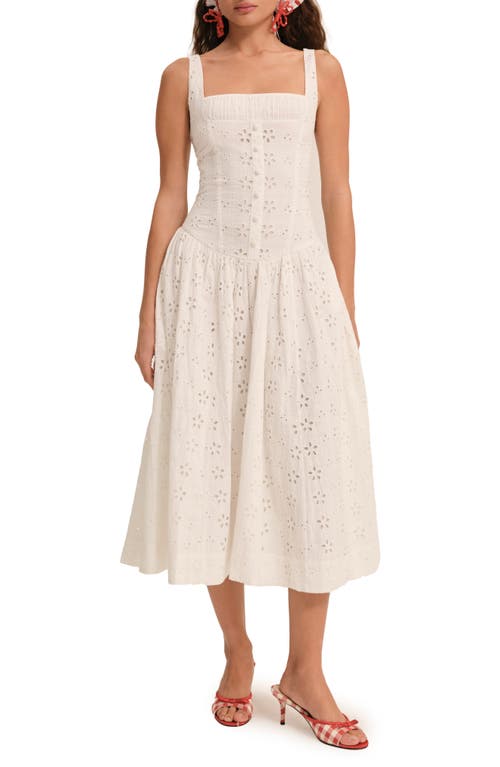 For Love & Lemons Dreamy Daisy Cotton Midi Sundress In White