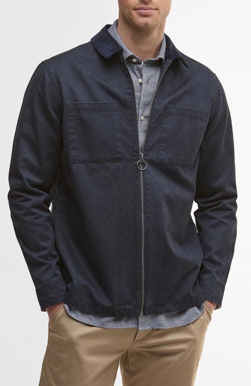 Barbour Lenker Twill Zip Overshirt In Blue