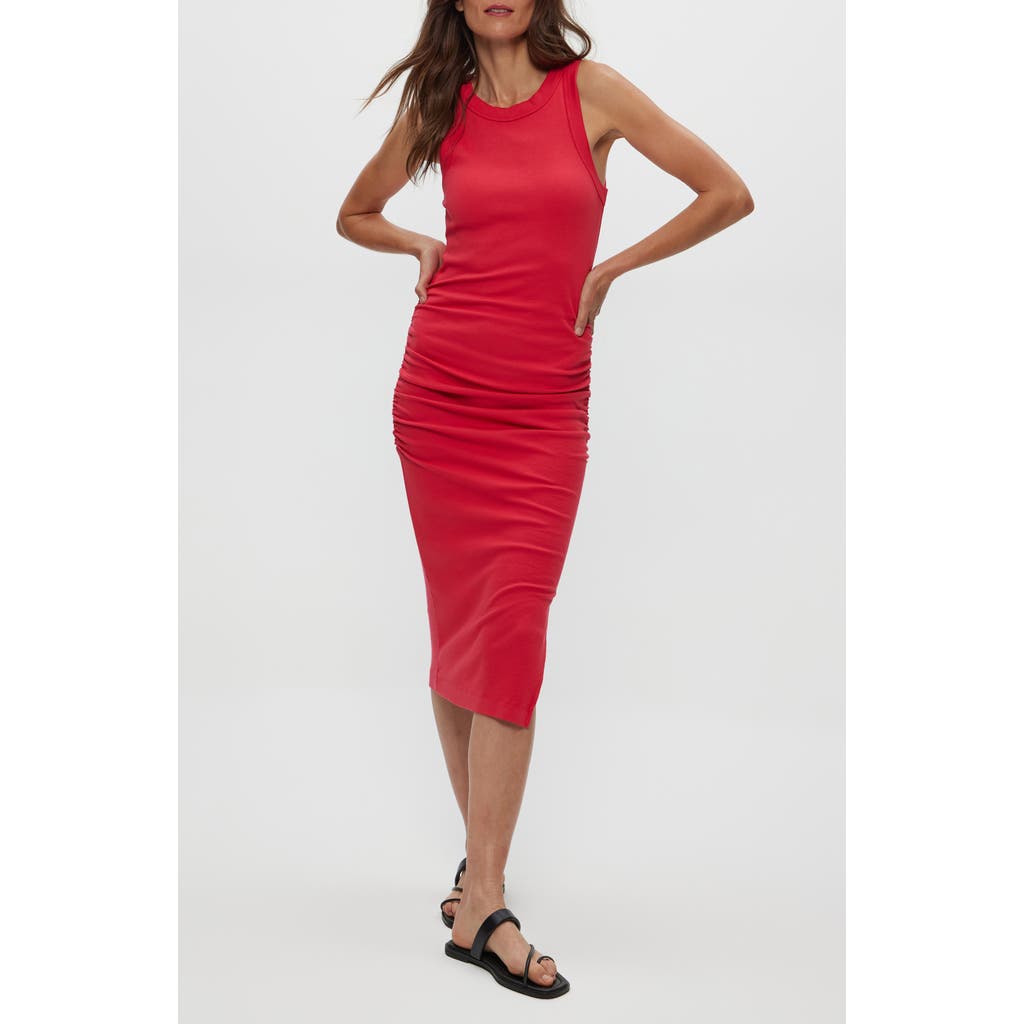 Michael Stars Wren Side Slit Sleeveless Body-con Midi Dress In Red