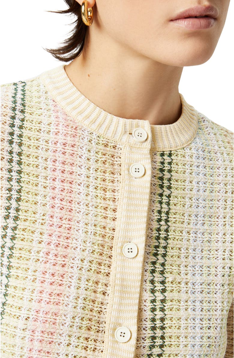 Missoni Crewneck Cardigan In Cotton Blend Caperdoni Motif, Alternate, color, Multicoloured 2