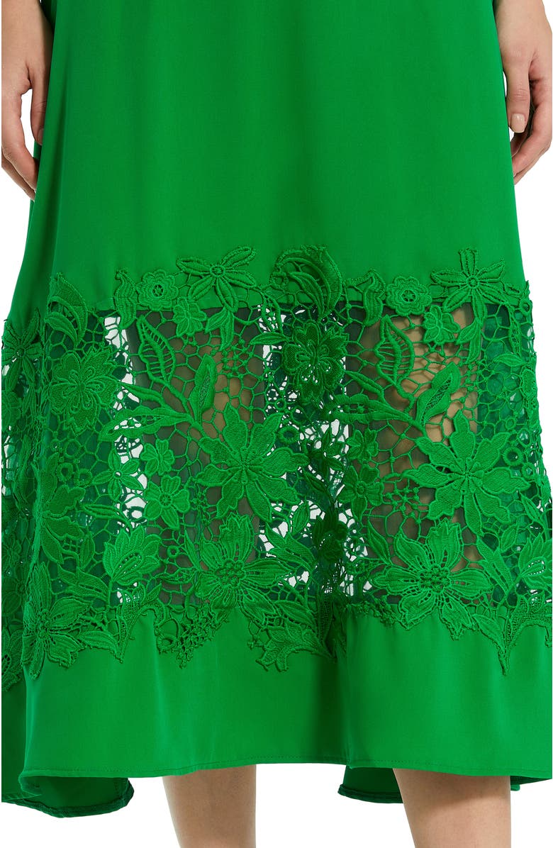 Mac Duggal Crepe Boat Neck Midi Dress With Applique Cut Out, Alternate, color,