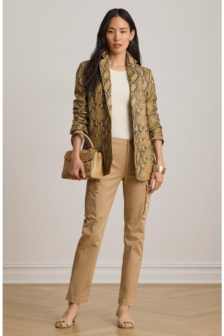 Refined Stretch Chino Cropped Cargo Pants, Alternate, color, BEIGE
