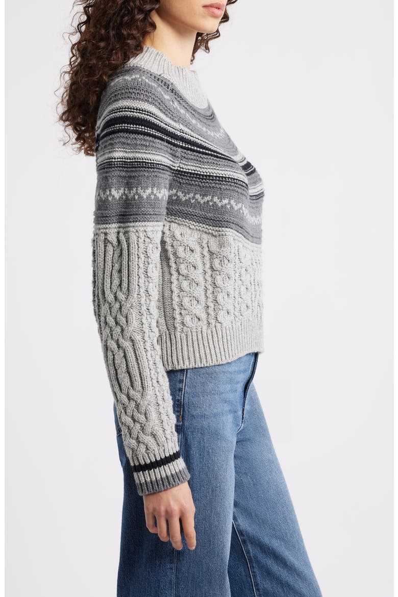 Ayana Fair Isle Mixed Stitch Sweater, Alternate, color, GREY MIST COMBO